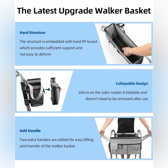 EUC Grarg Walker Basket Foldable Walker Accessories Bag - Picture 6 of 9